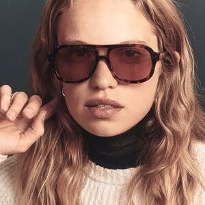 Madewell Logaan Aviator Dark Tortoise Stylish Trendy Sunglasses